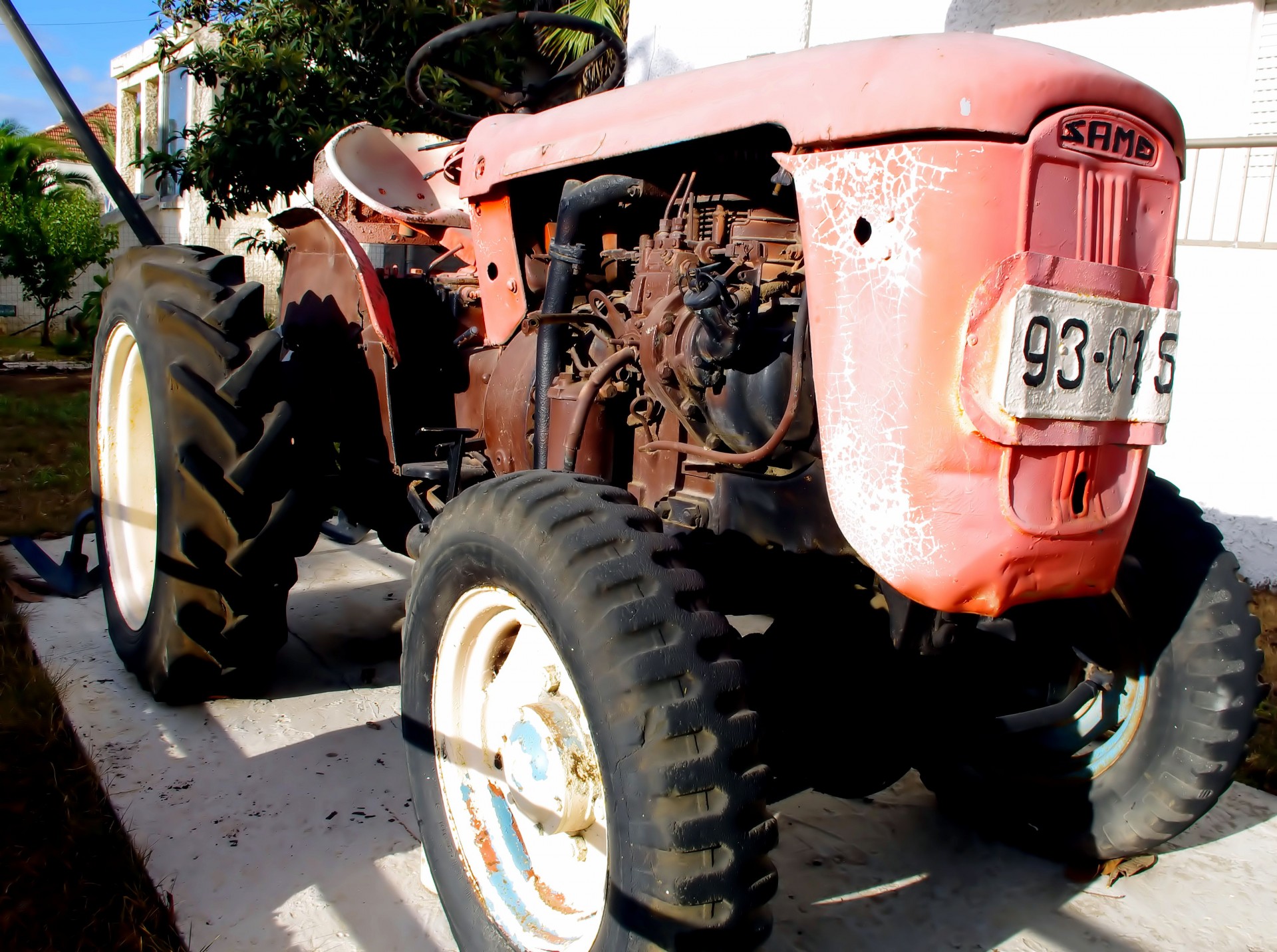 old red tractor free photo
