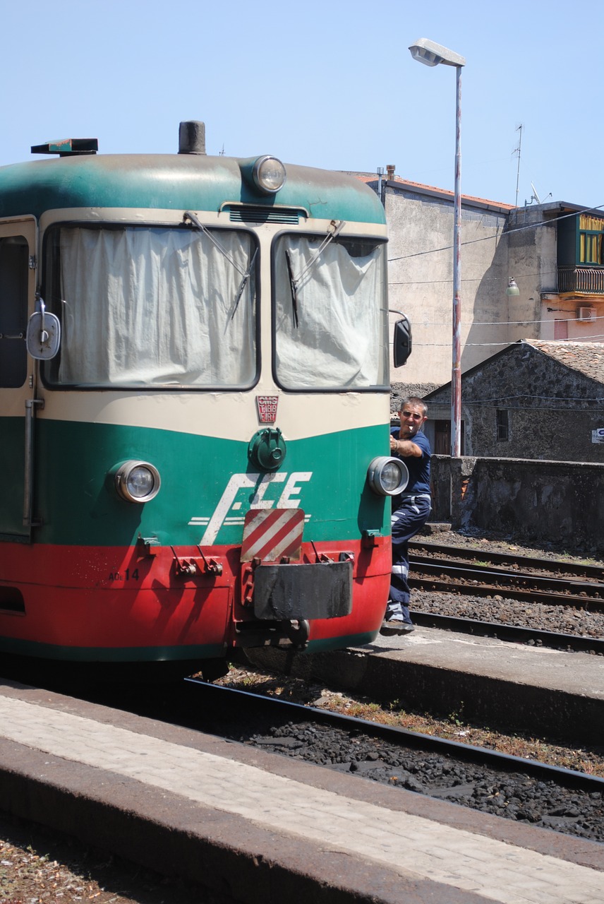 old train italy randazzo station mount etna free photo