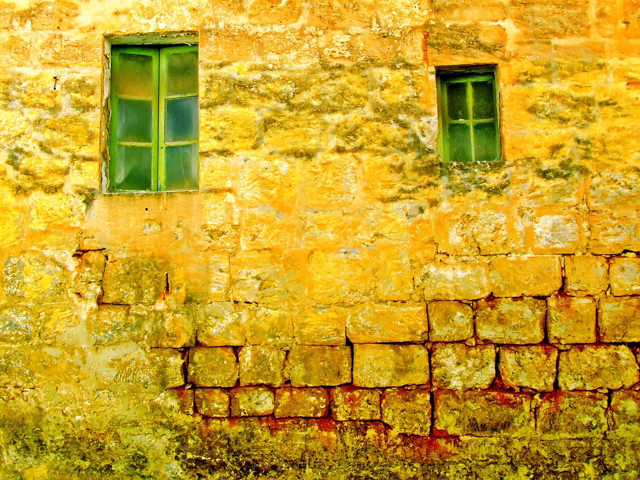 old wall old windows background free photo