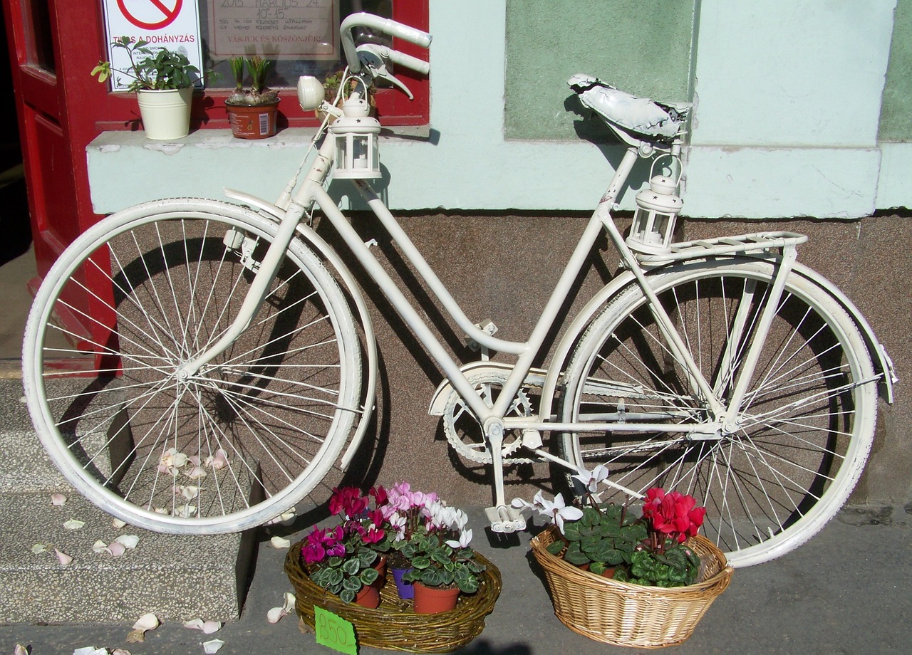 old white bicycle romanticism nostalgia free photo