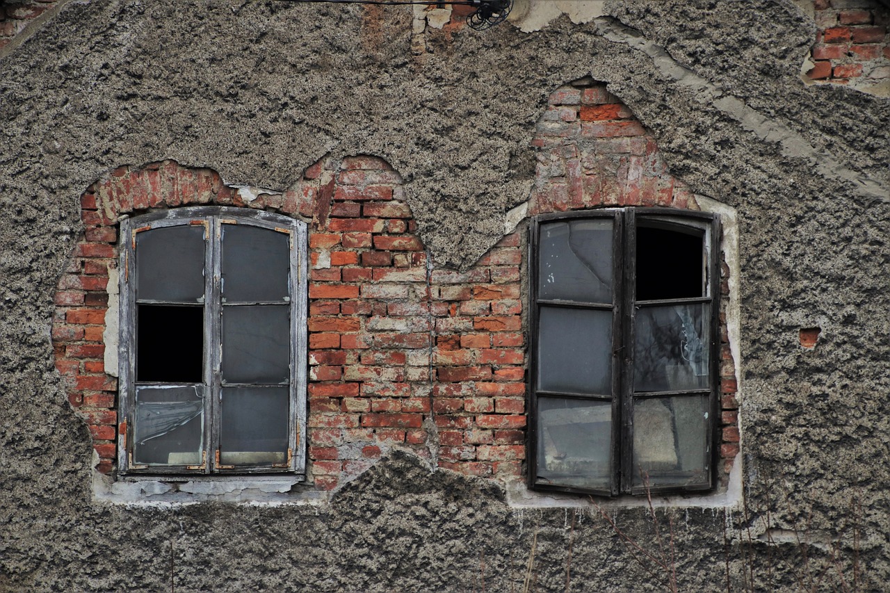 old windows  plaster  lost places free photo