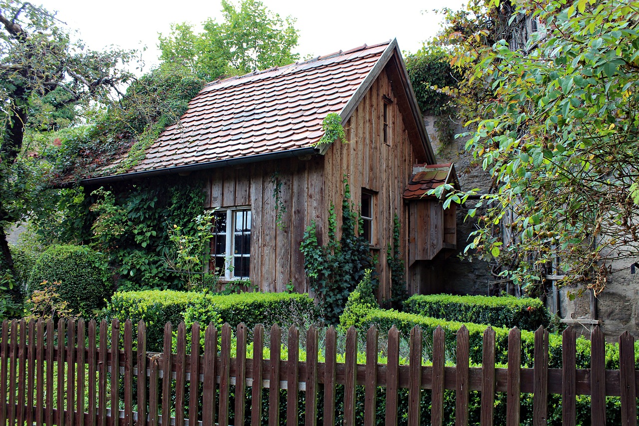 old wooden hut garden shed romantic free photo