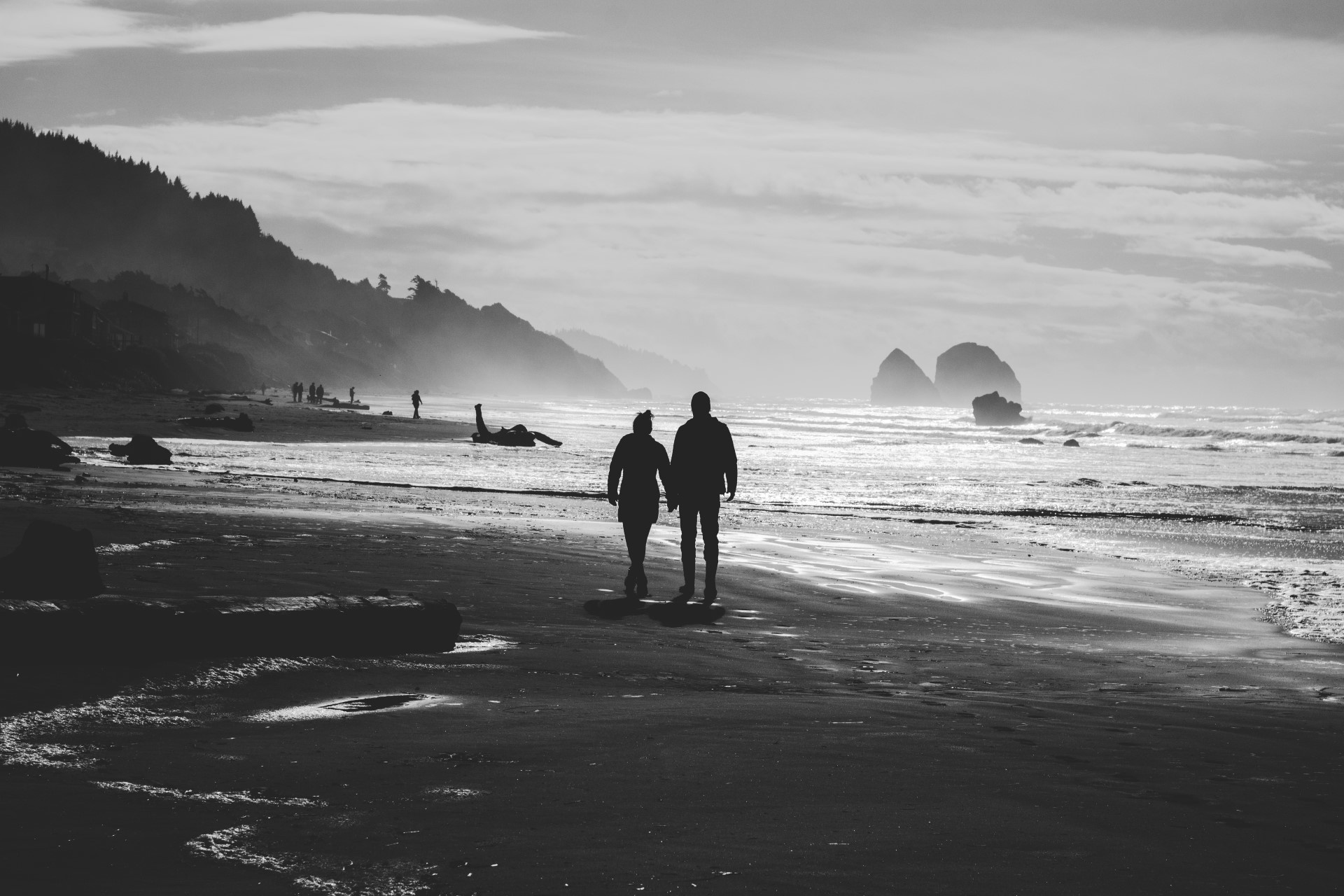 beach couple walking free photo