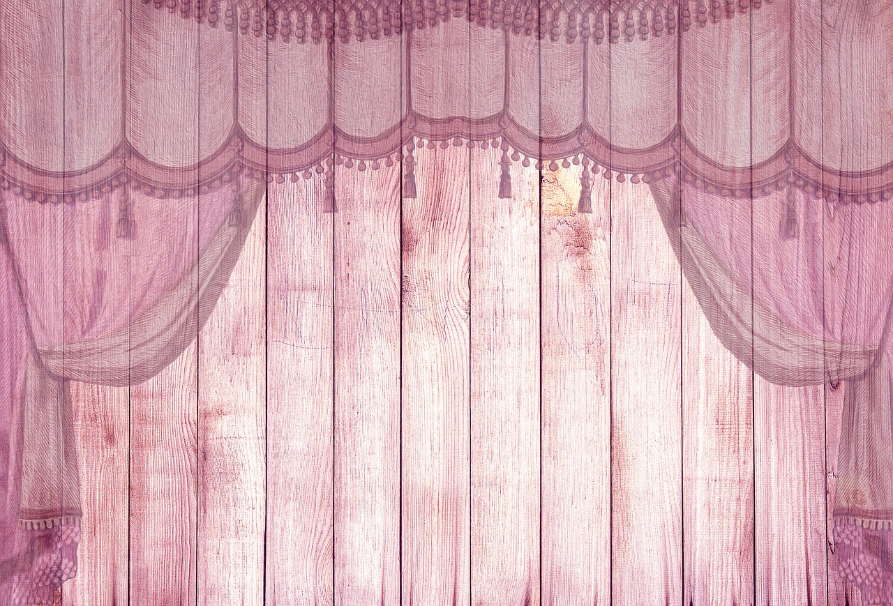 on wood pink stage curtain free photo