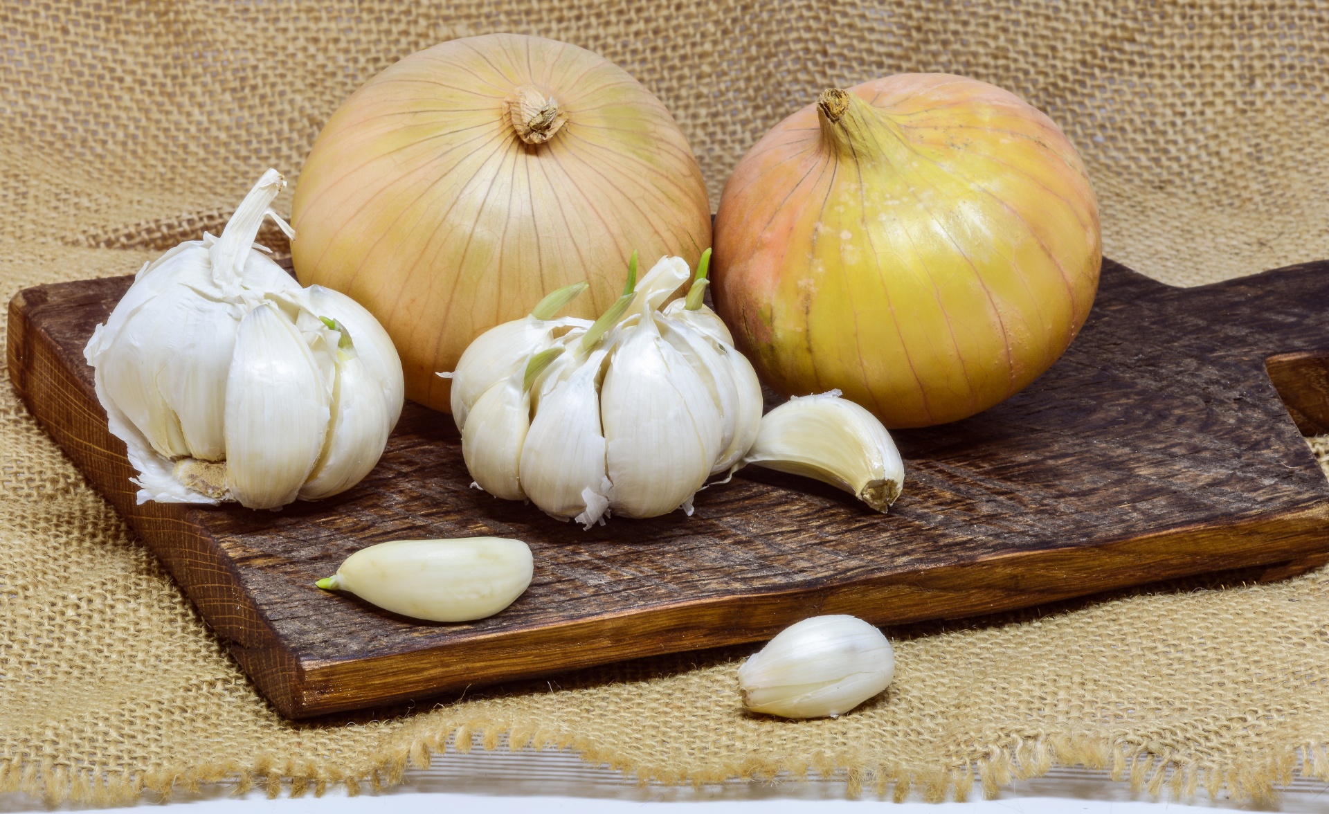 onion garlic cutting board free photo