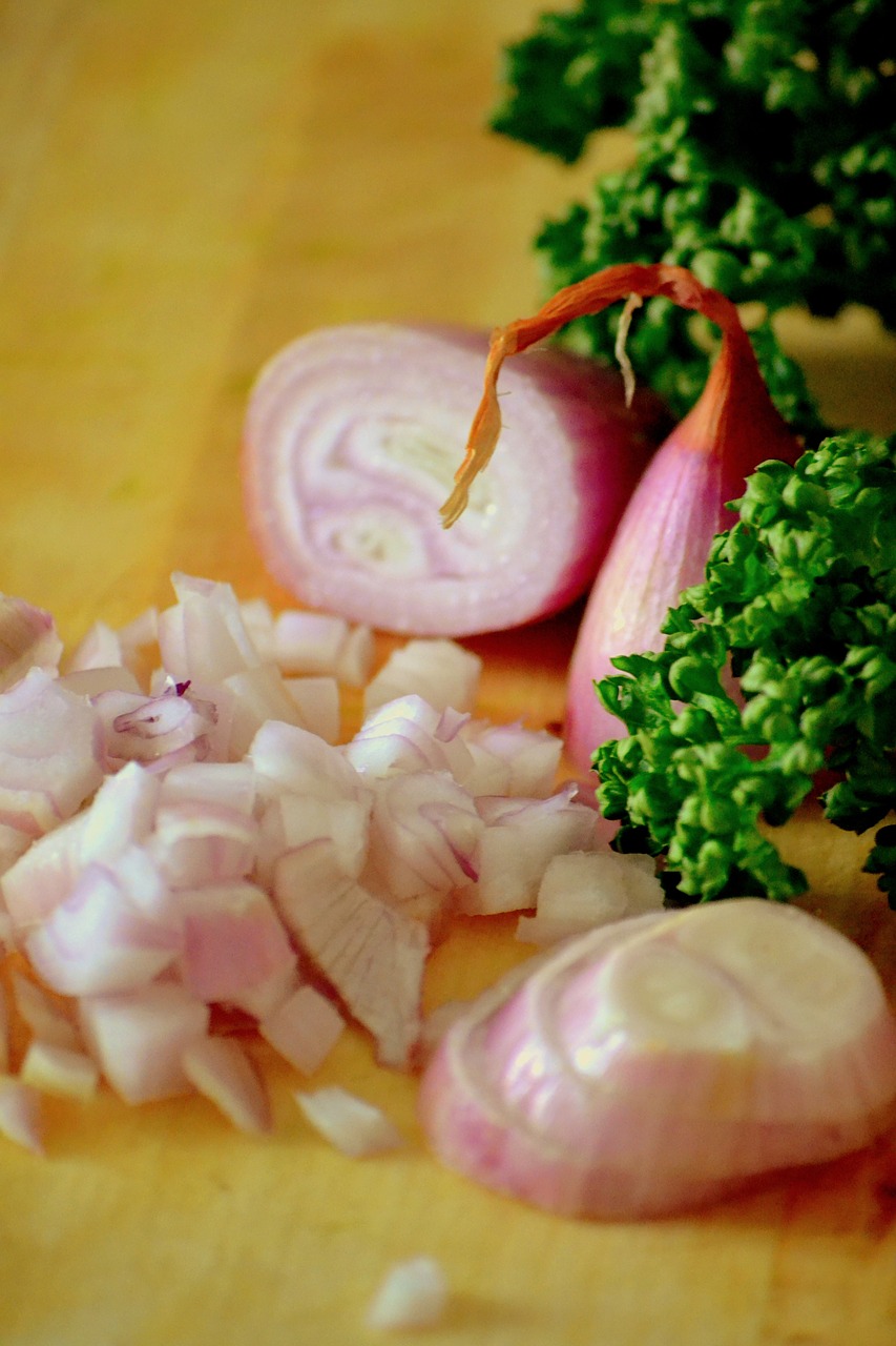 onions parsley raw free photo