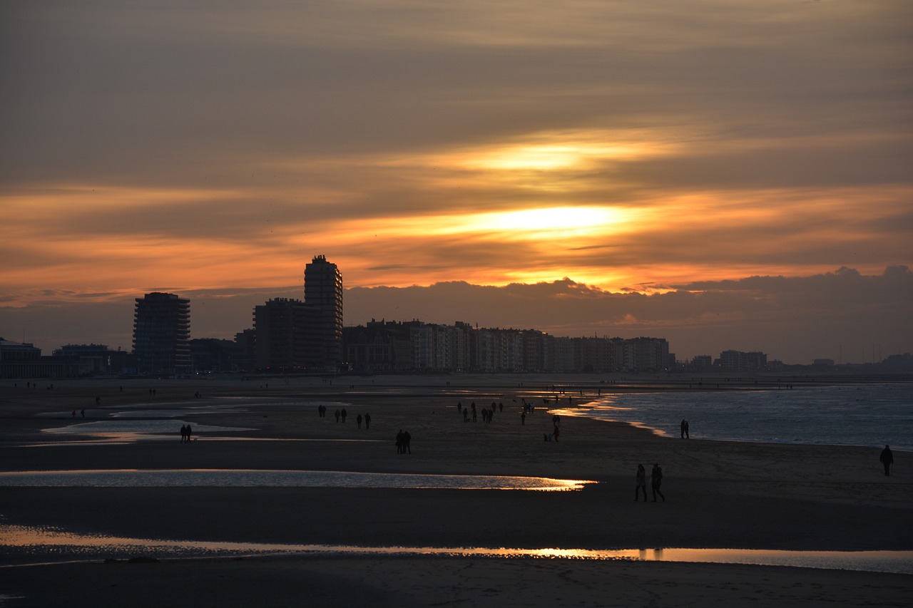 oostende sunset sea free photo