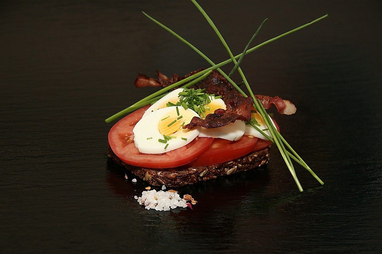 open-faced sandwiches rye bread eggs free photo