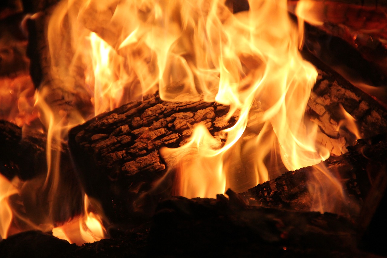 open fire fireplace fire free photo