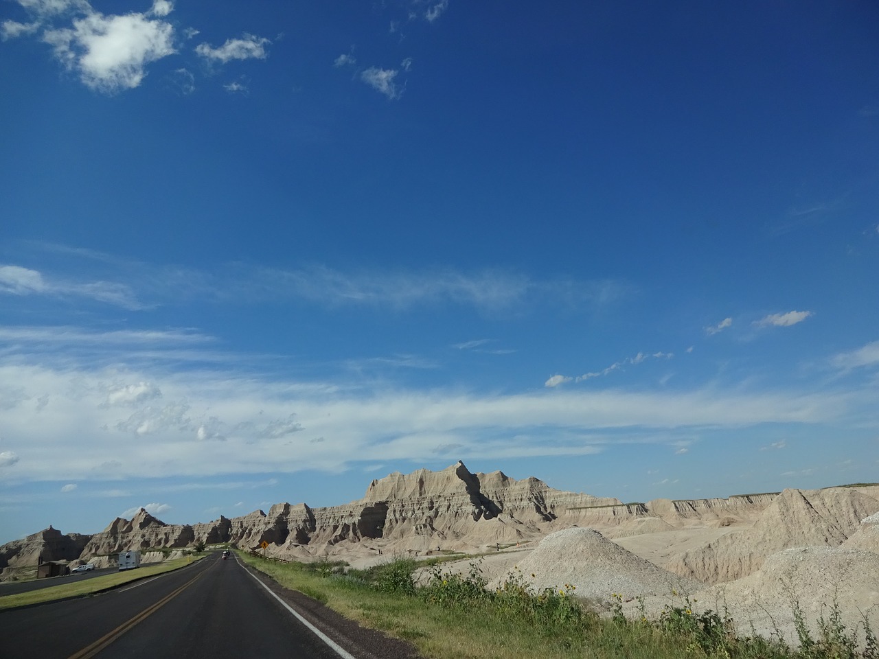 open road blue skies highway free photo