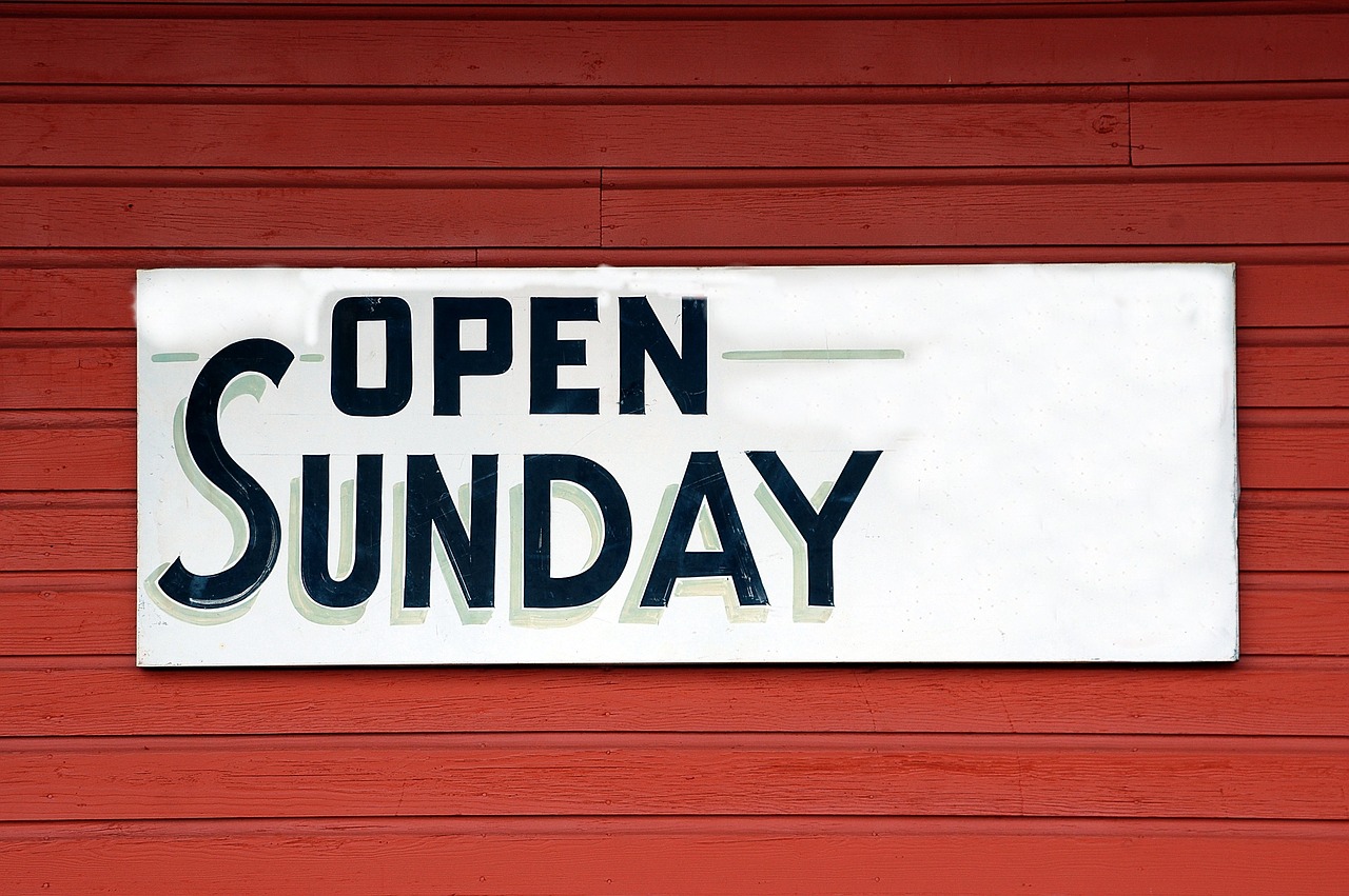 open sunday sign signage open free photo