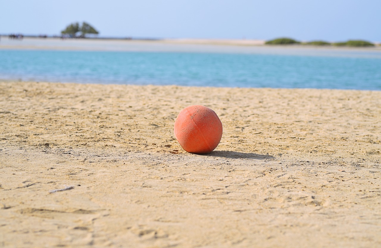 orange ball beach free photo