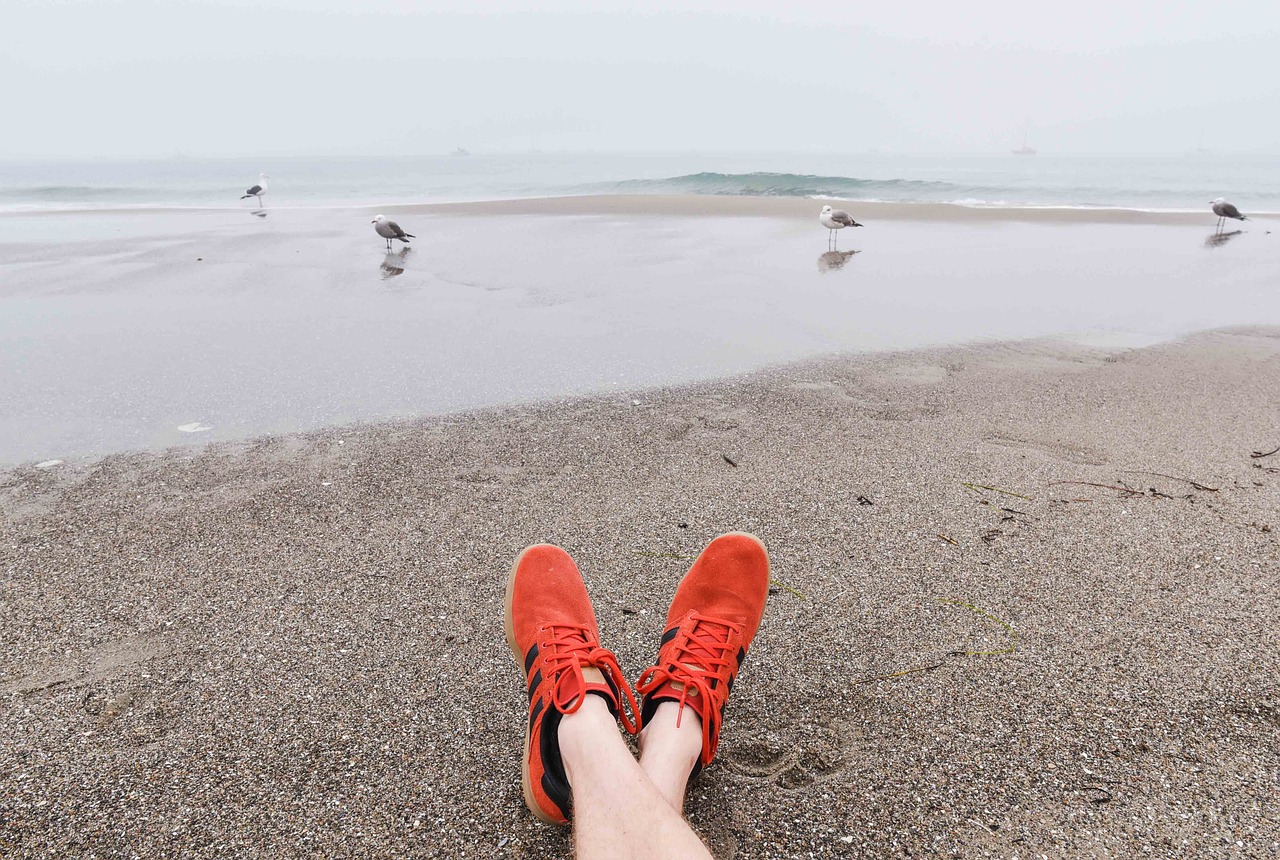 orange shoes beach free photo