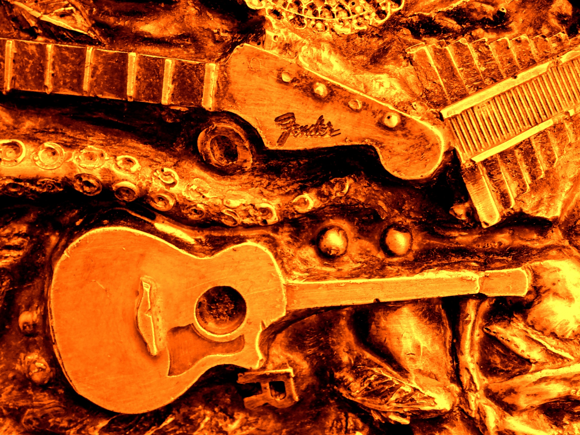 orange gutar guitars free photo