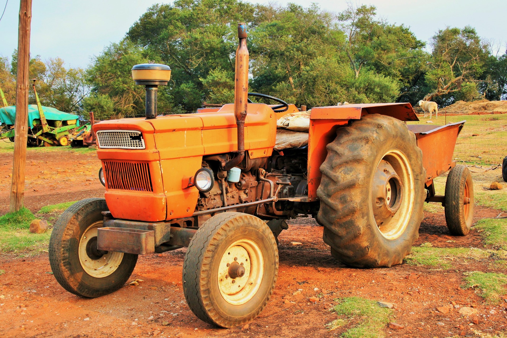 tractor orange farm free photo