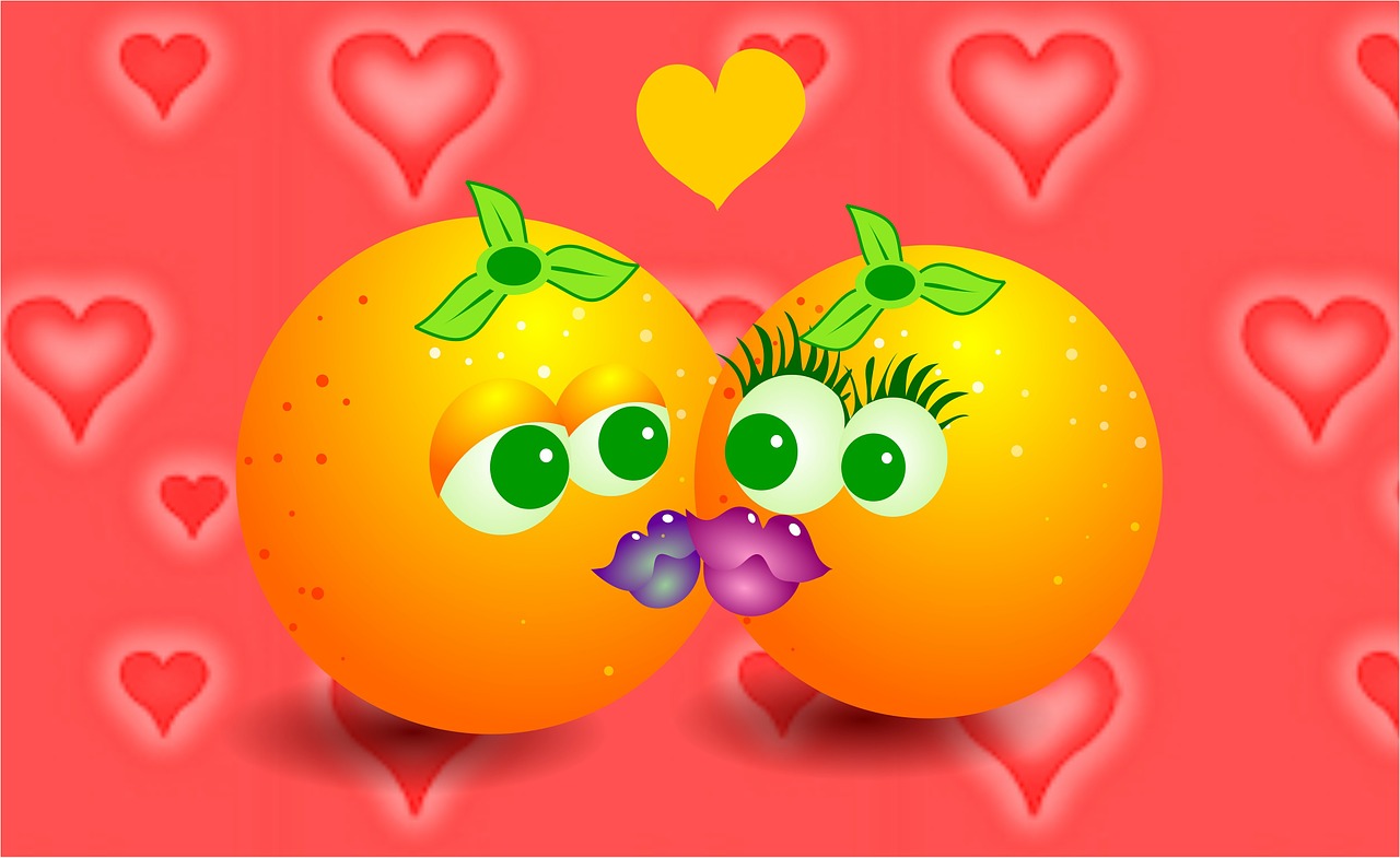 oranges kiss kissing free photo