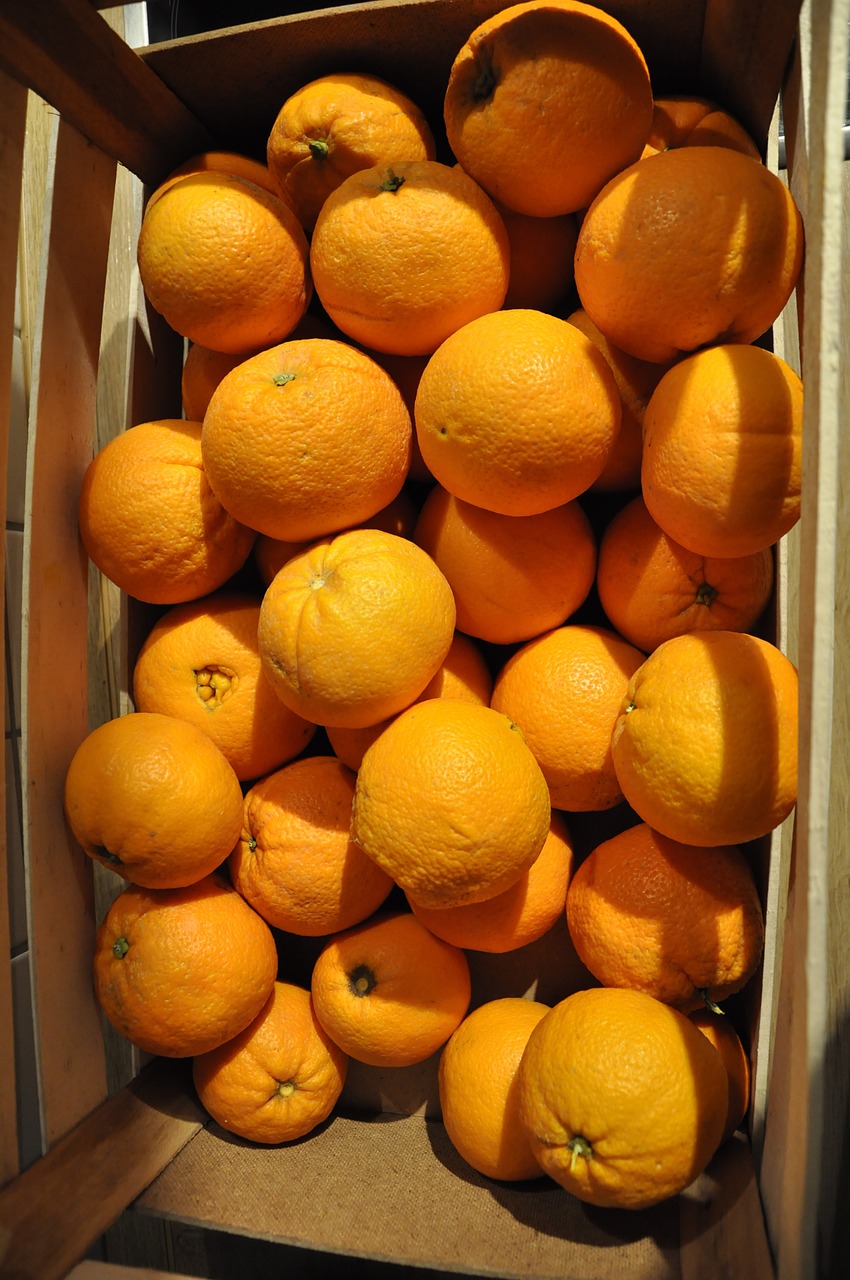 oranges orange box navel oranges free photo