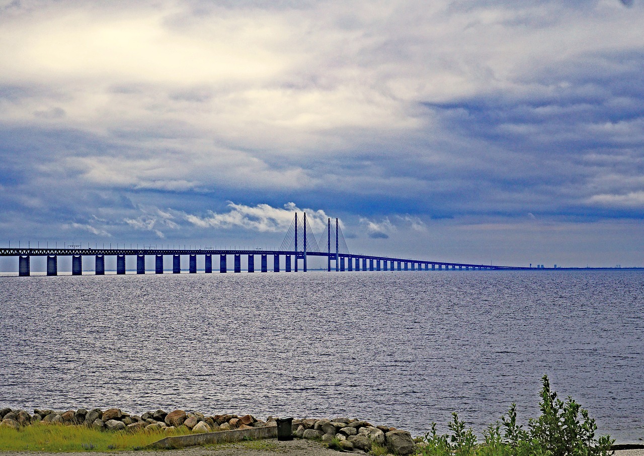 oresund bridge sweden denmark free photo