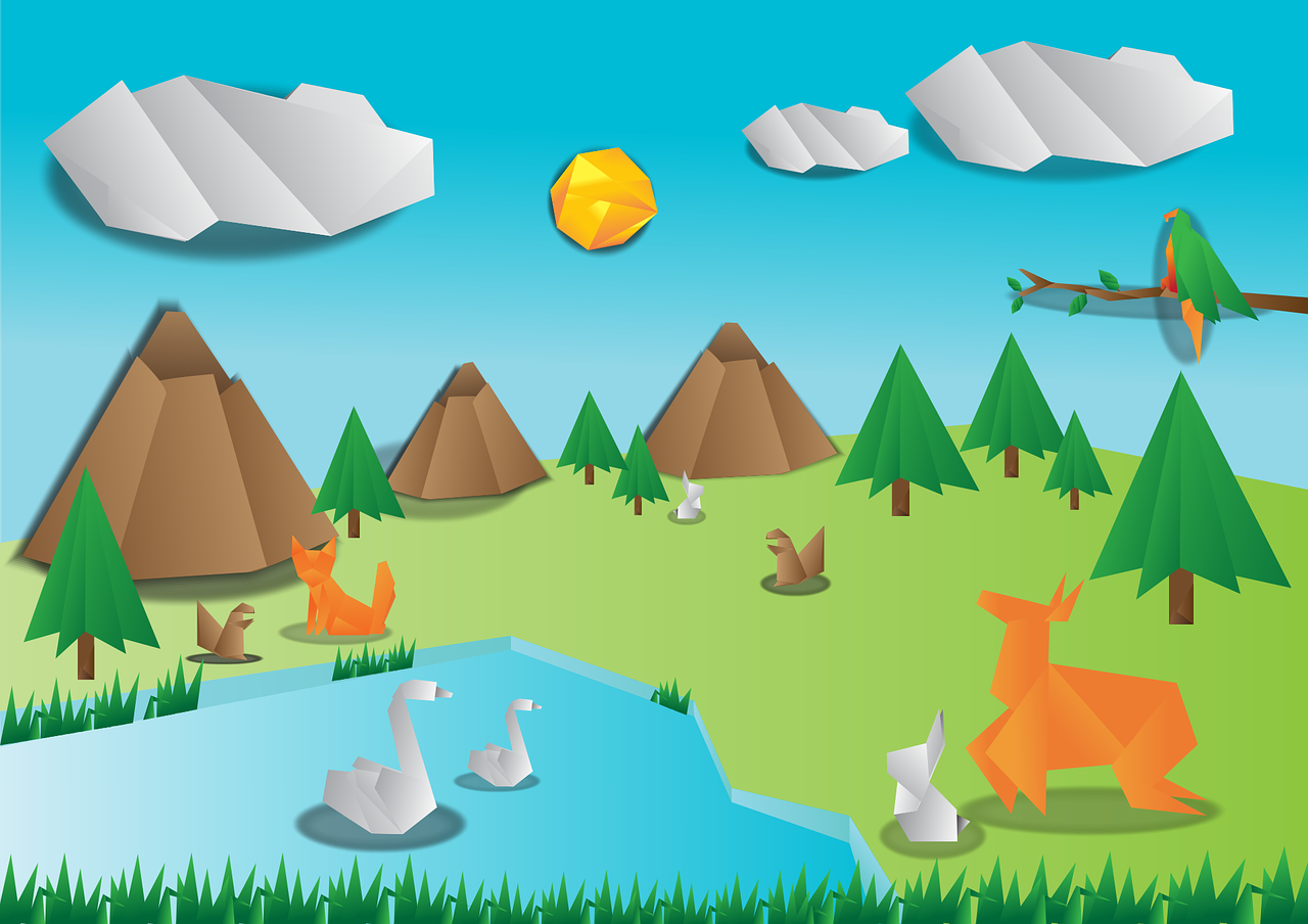 origami wild paper animals vector illustration free photo