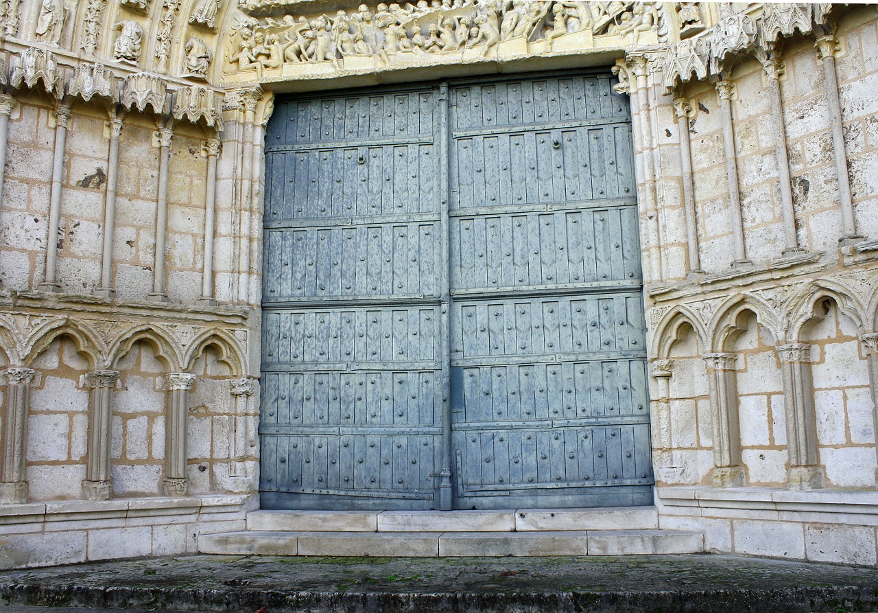 ornate doorway grand entrance big wooden doors free photo