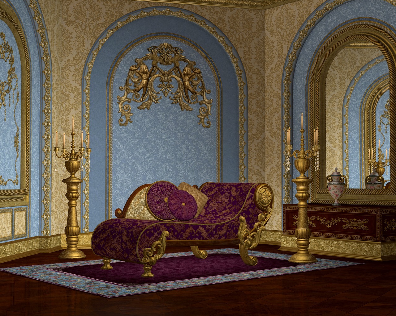 ornate room chaise lounge interior free photo