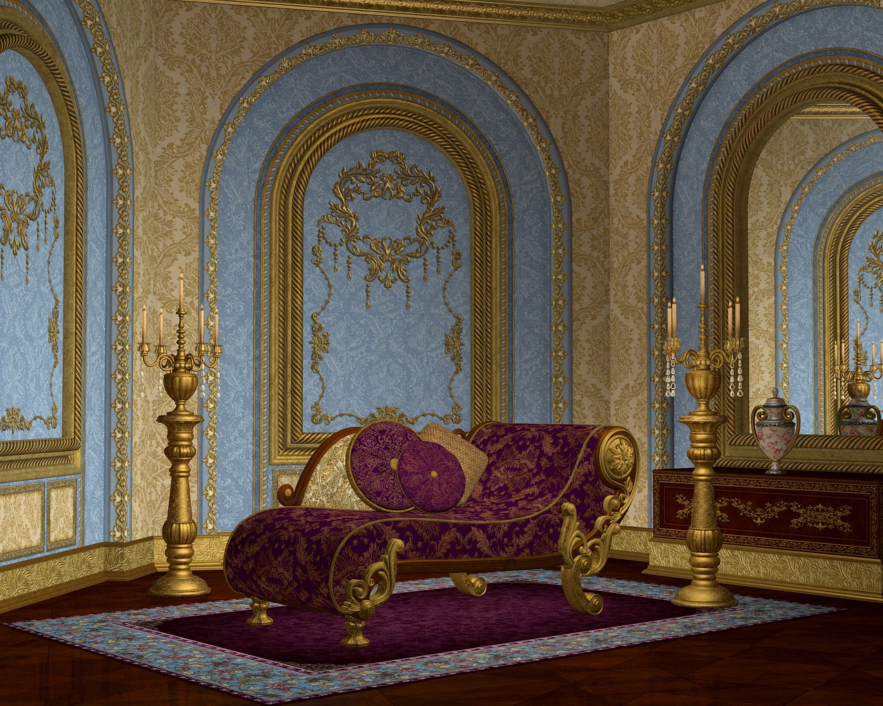ornate room chaise lounge interior free photo