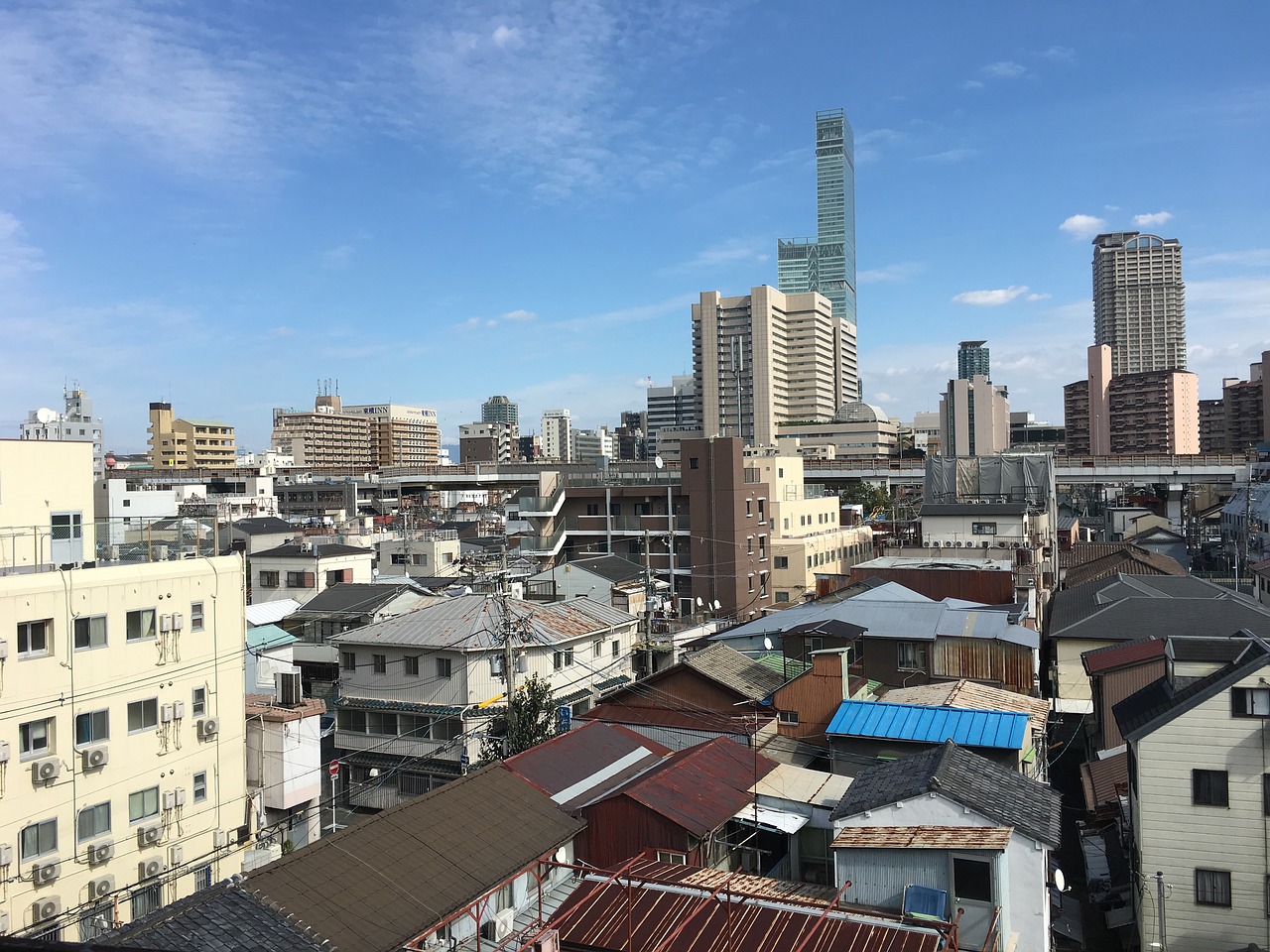 osaka roof blue sky free photo