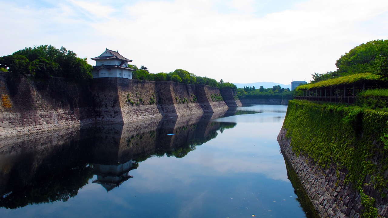 moat osaka castle japan free photo