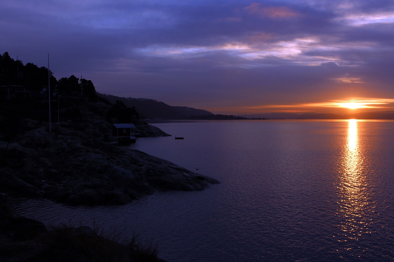 oslofjord sunset oslo free photo