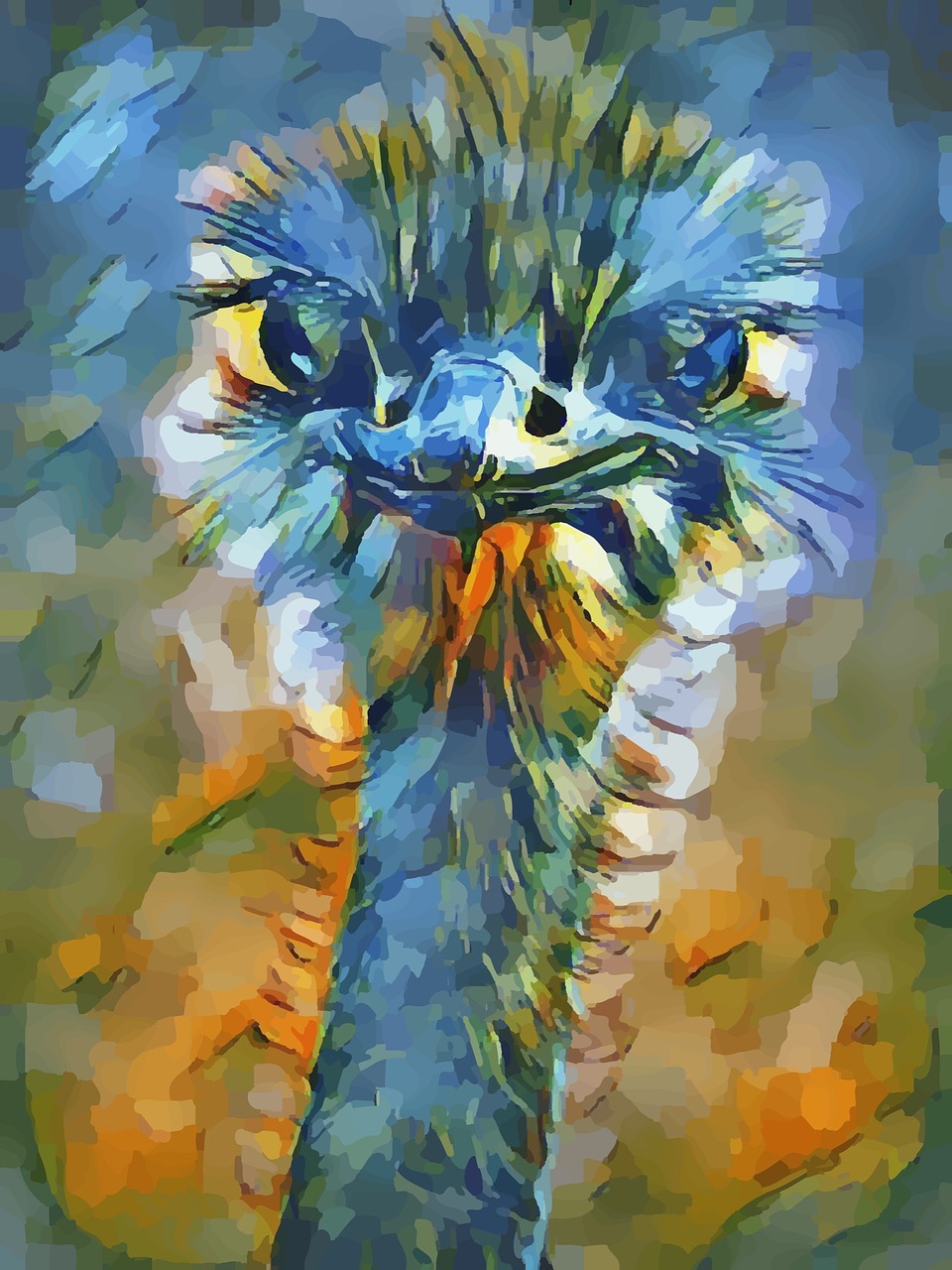 ostrich painting animal free photo