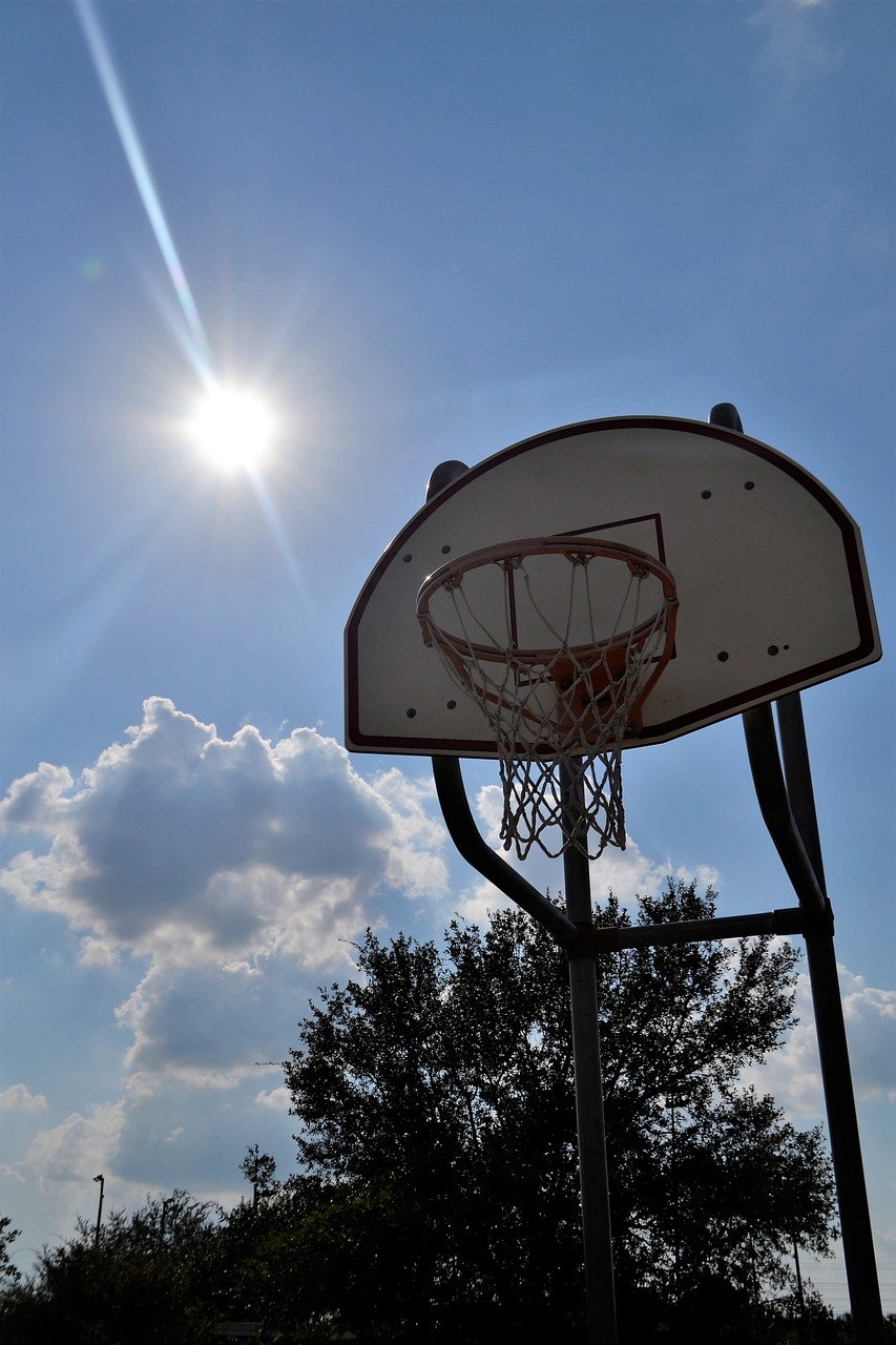Edit free photo of Outdoor basketball court sunny day houston texas