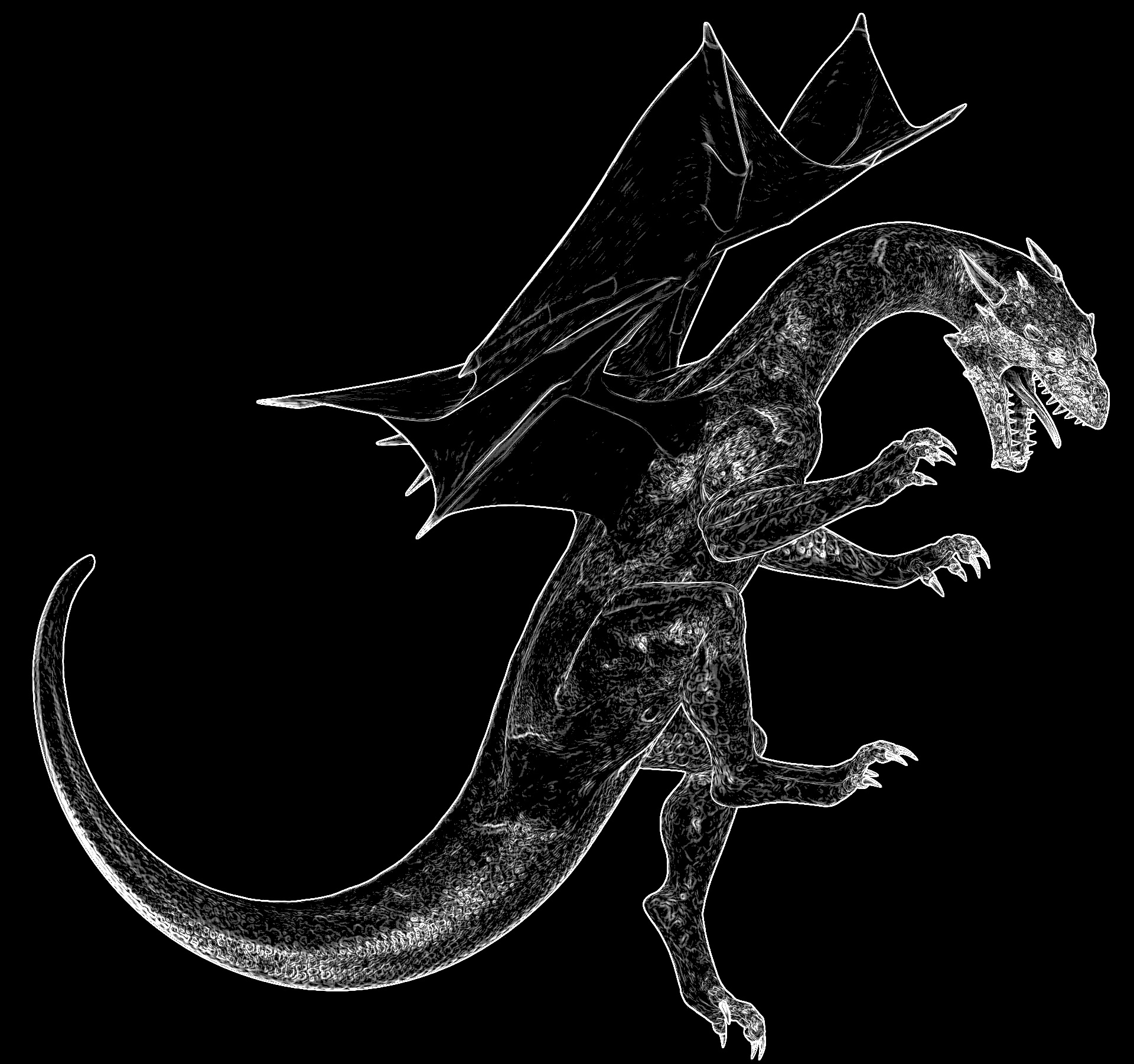 dragon attacking outlined free photo