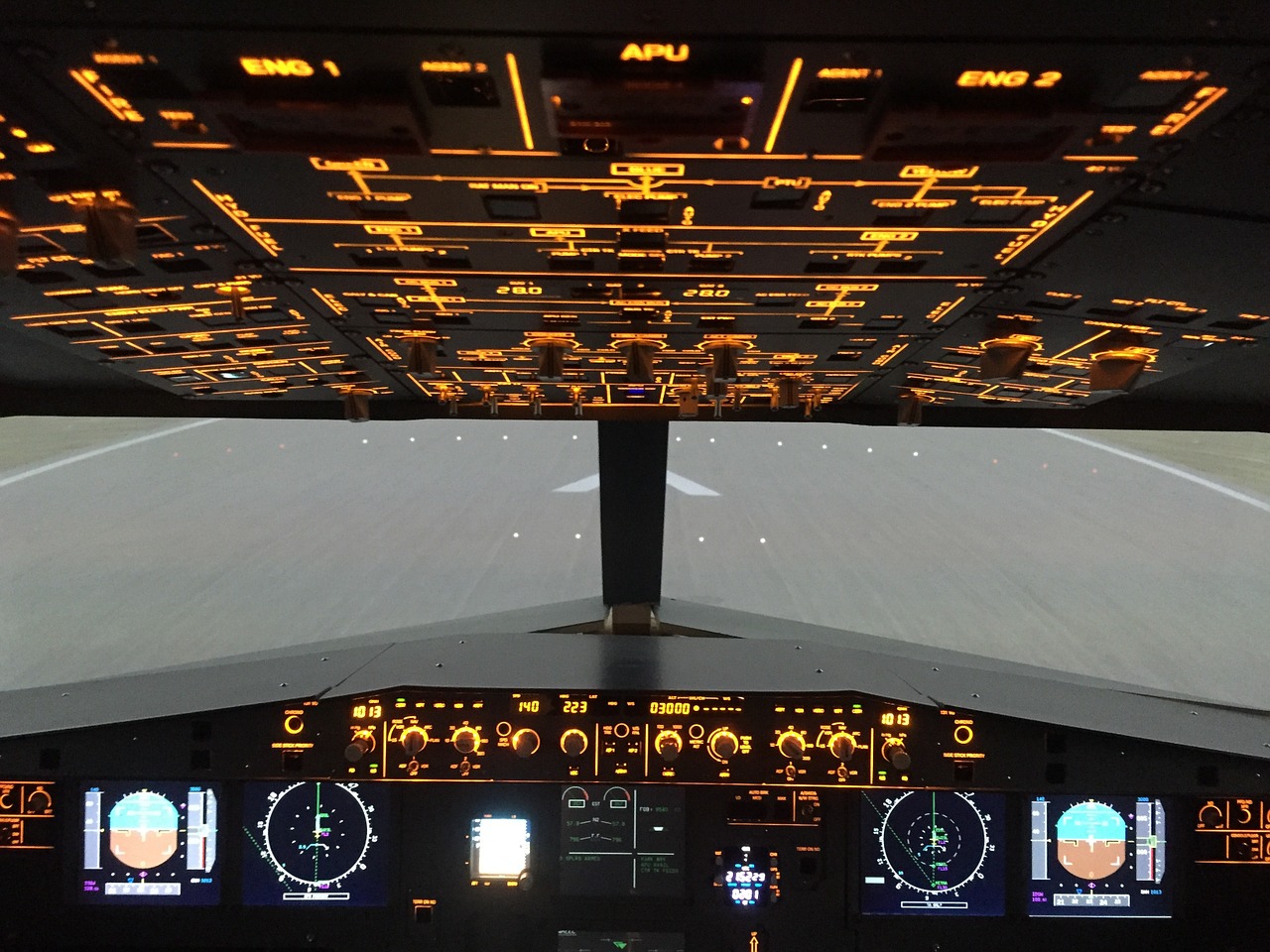 overhead airbus a320 simulator free photo