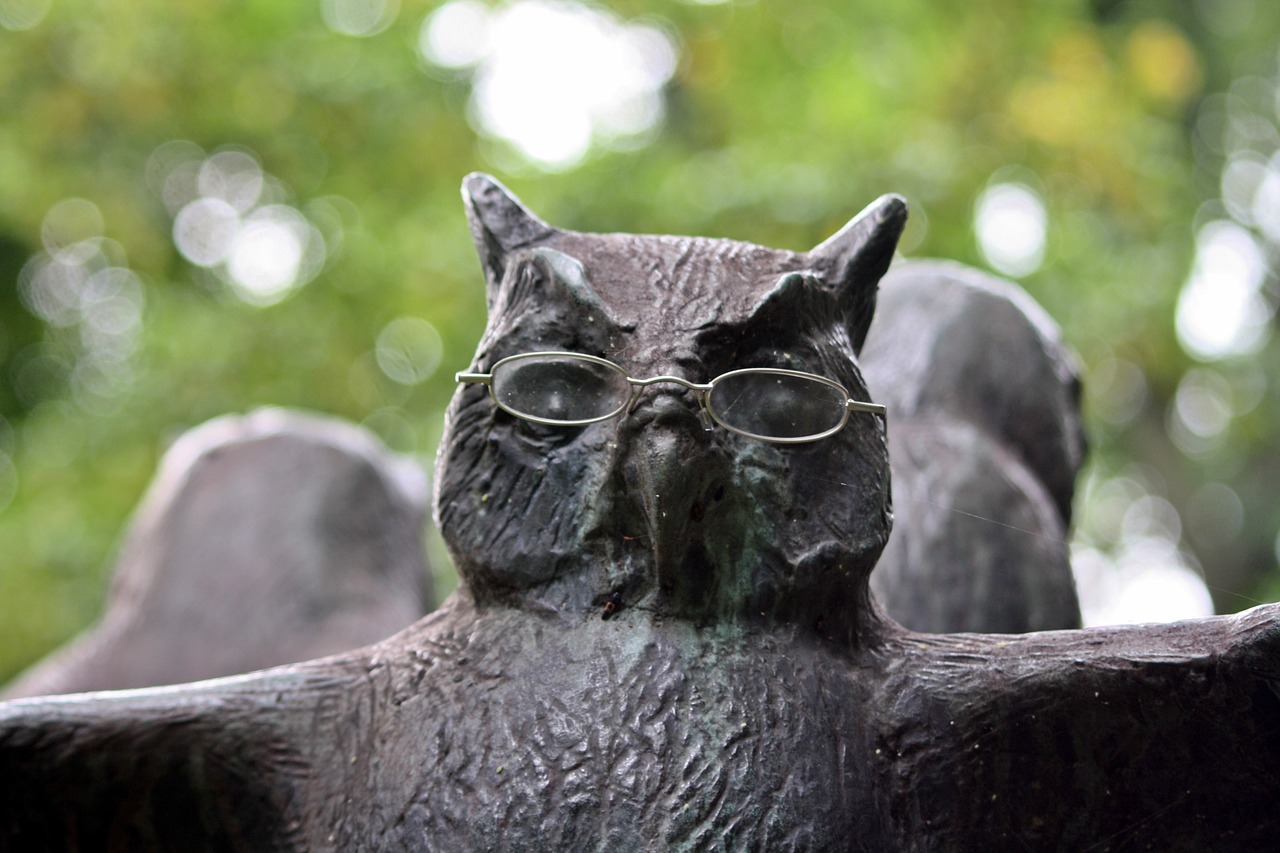 owl sculpture walk in the park free photo