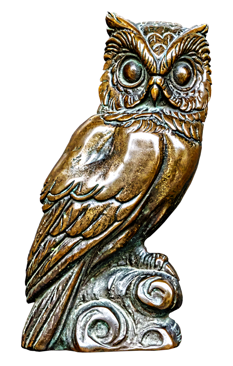 owl bronze statue plaque free photo