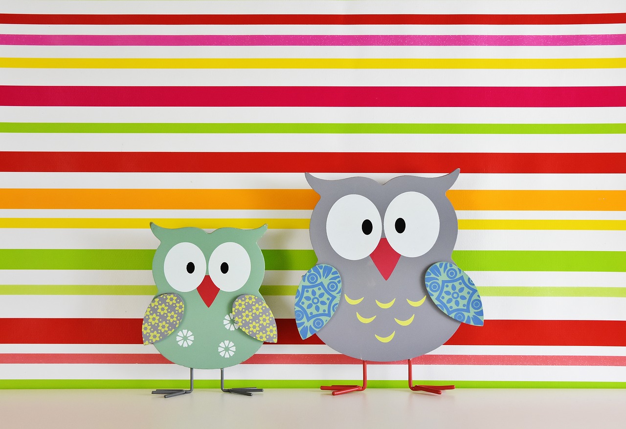 owls colorful wood free photo