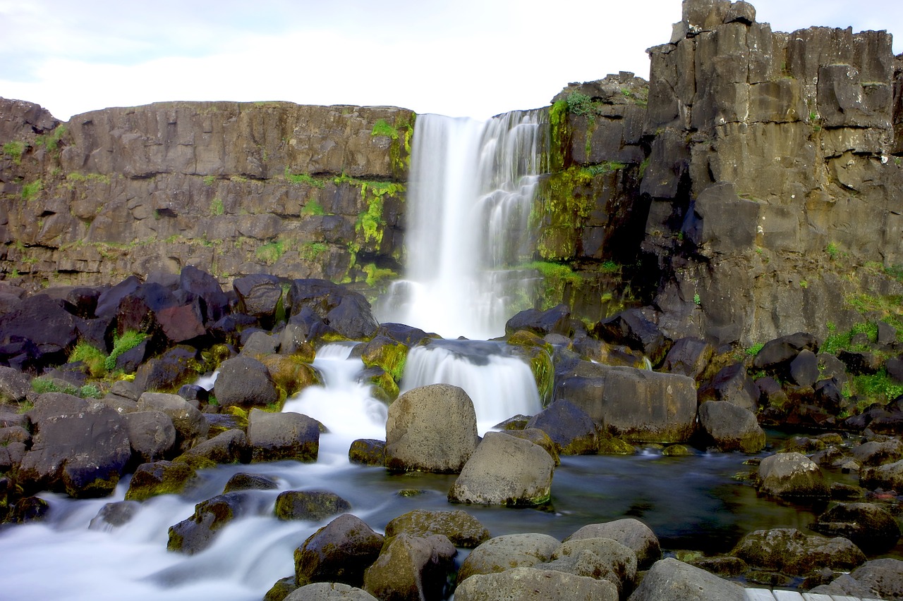 öxarárfoss iceland cascade free photo