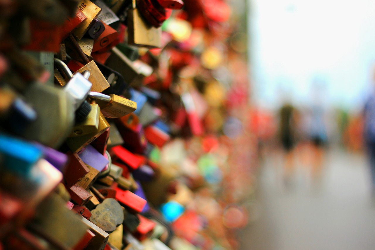 padlocks bridge railing free photo