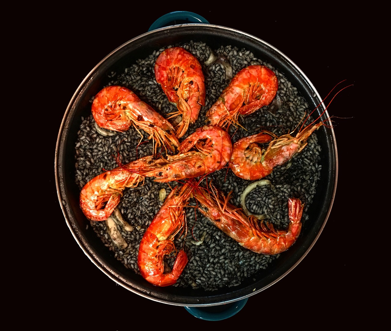 paella black rice spanish cuisine free photo