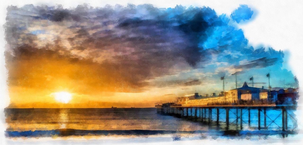 paignton  pier  sunrise free photo