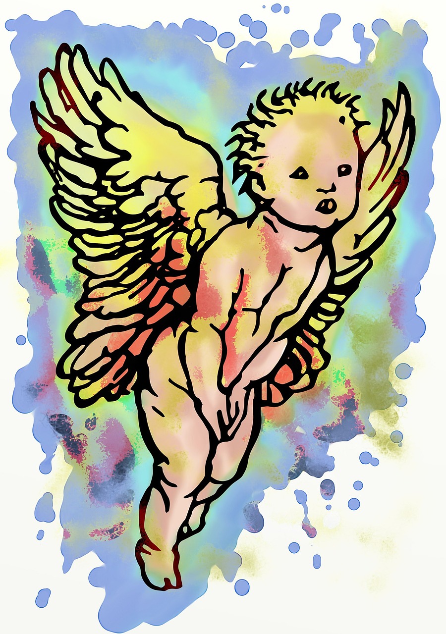 painted artistic cherub free photo