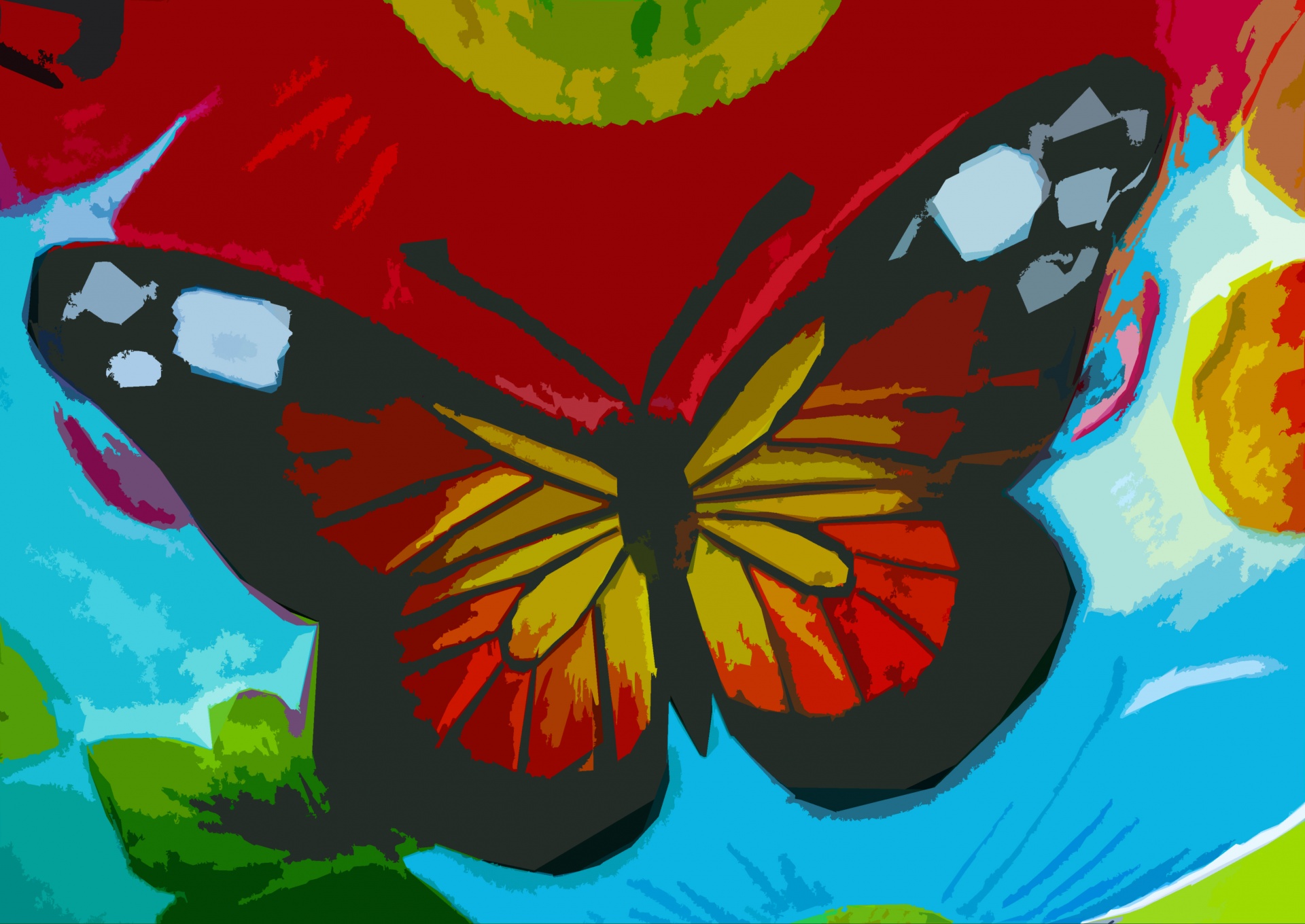 butterfly painted red free photo