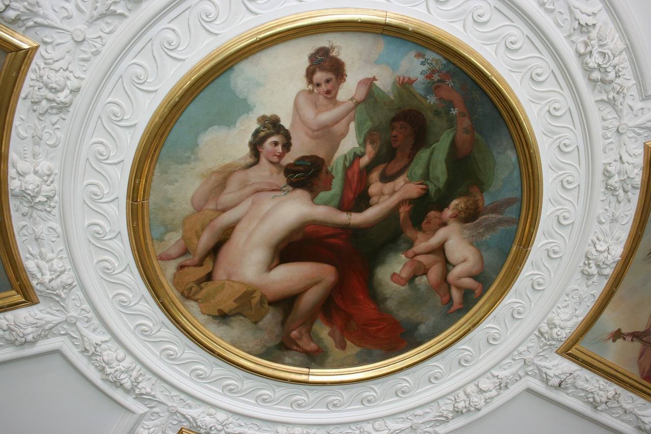 painted ceiling decorative plaster royal academy of art free photo