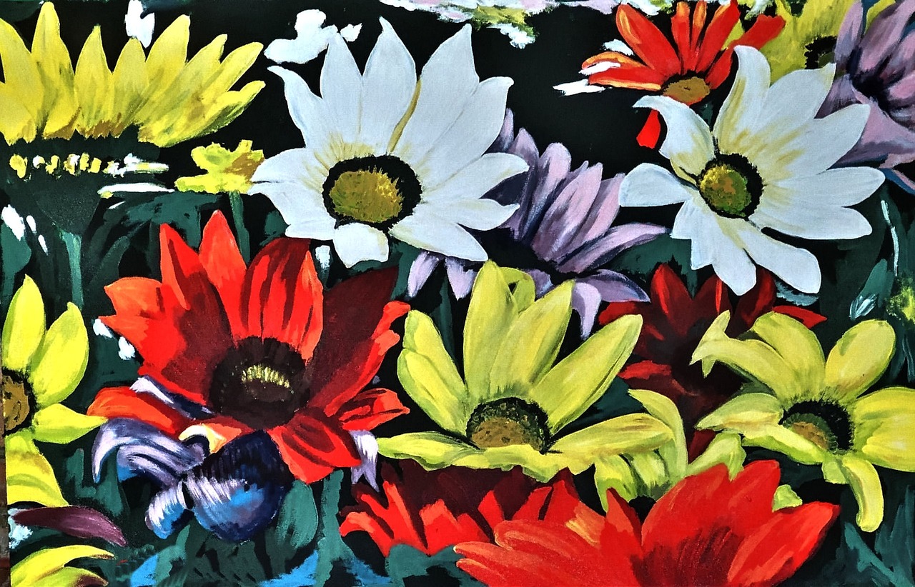 painted daisies acrylic paint bold free photo