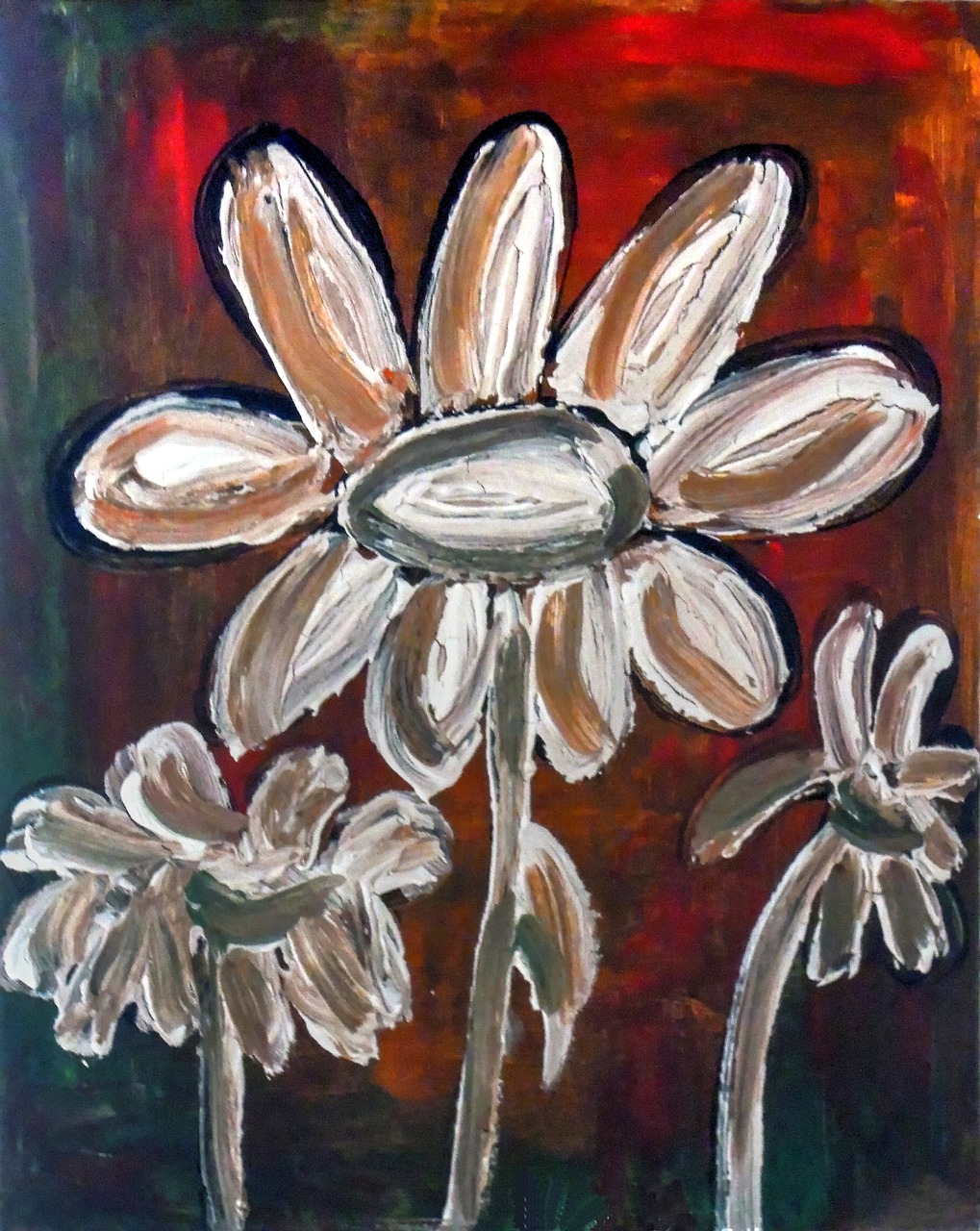 painted daisies acrylic paint canvas free photo