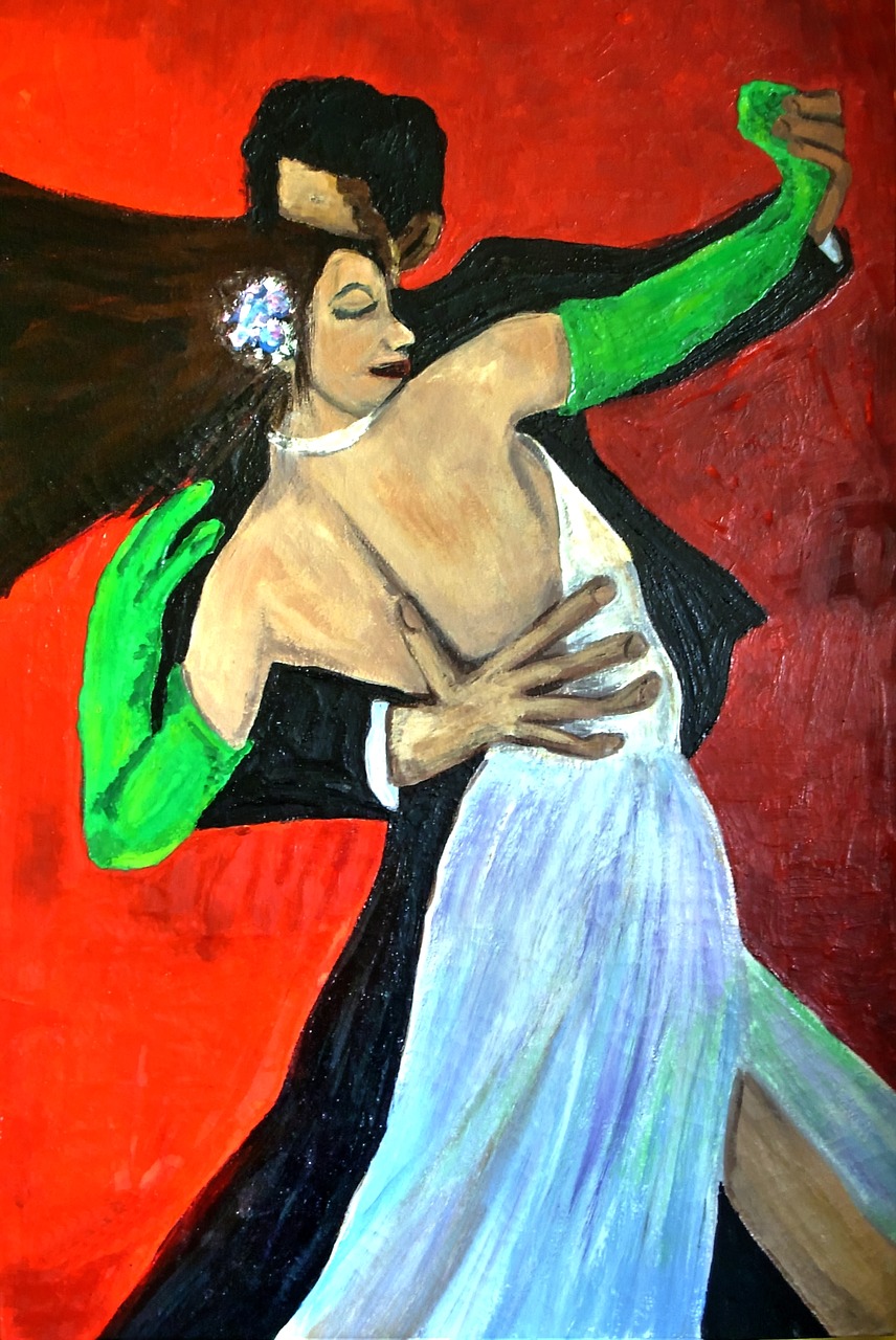 painted dancers acrylic paint brush strokes free photo