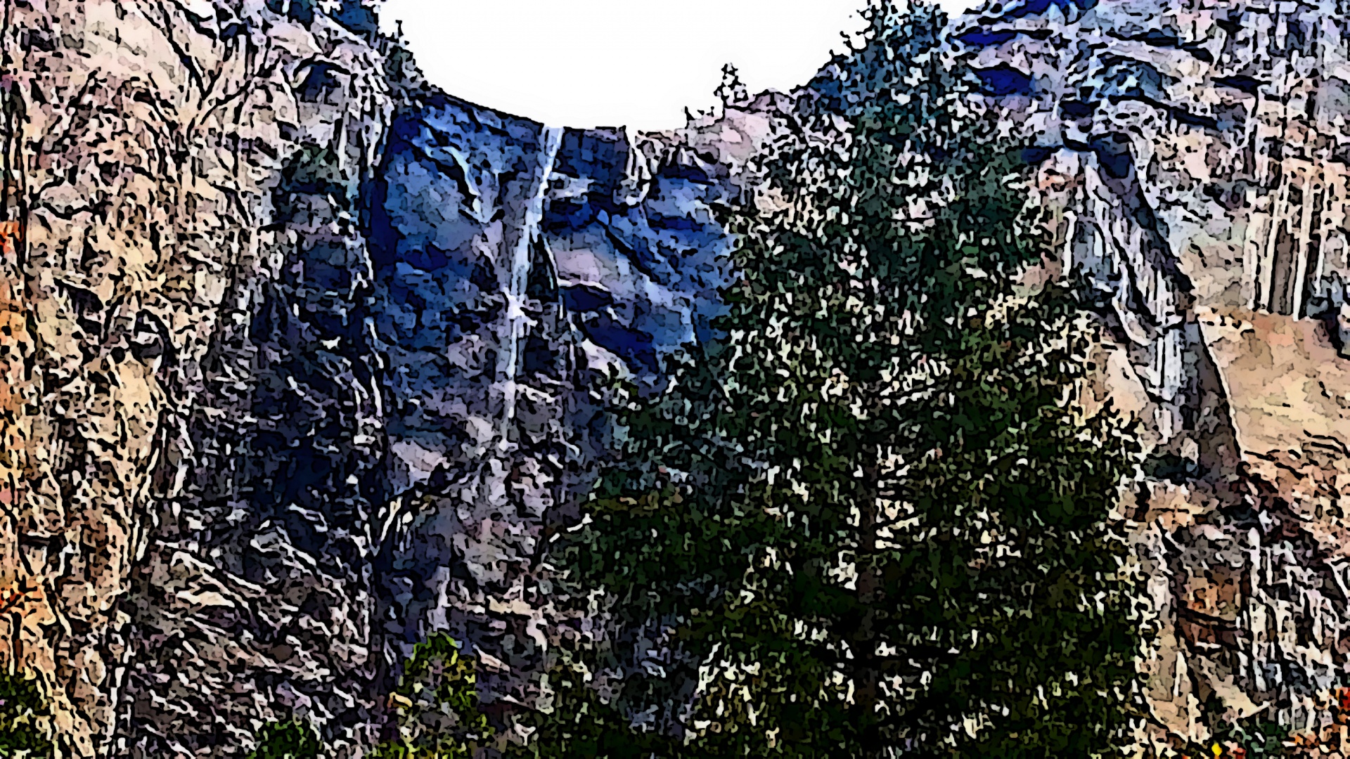 waterfall cliffs mountains free photo