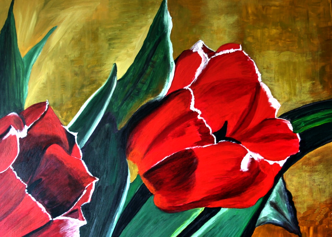 painted flower bold and bright acrylic paint free photo