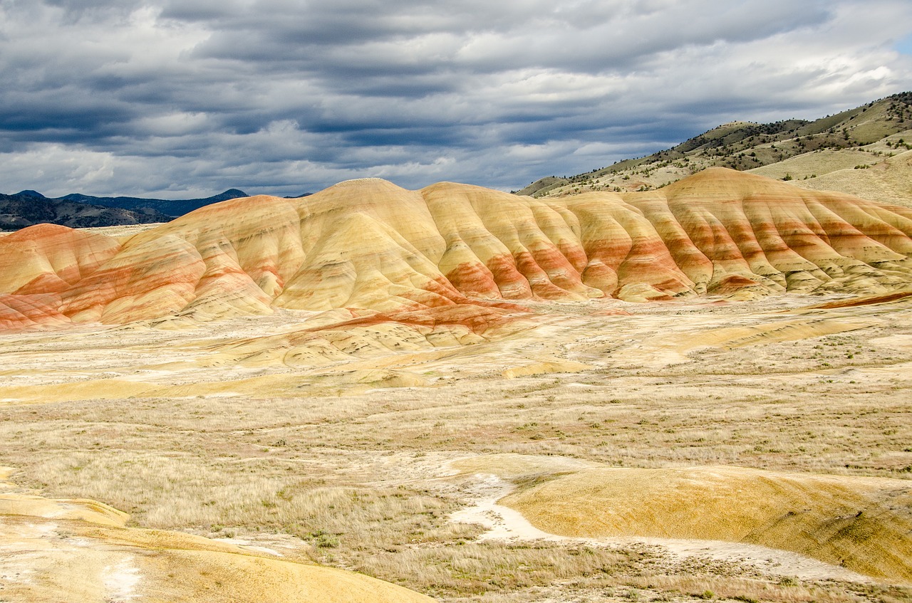 painted hills clouds weather free photo