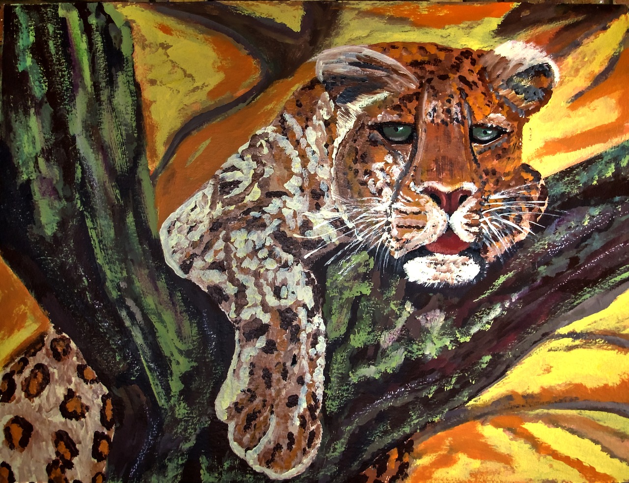 painted leopard acrylic paint canvas free photo